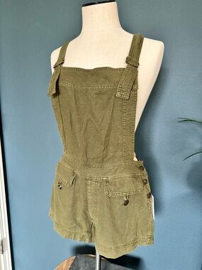 Free People Olive Green Short Overalls Romper